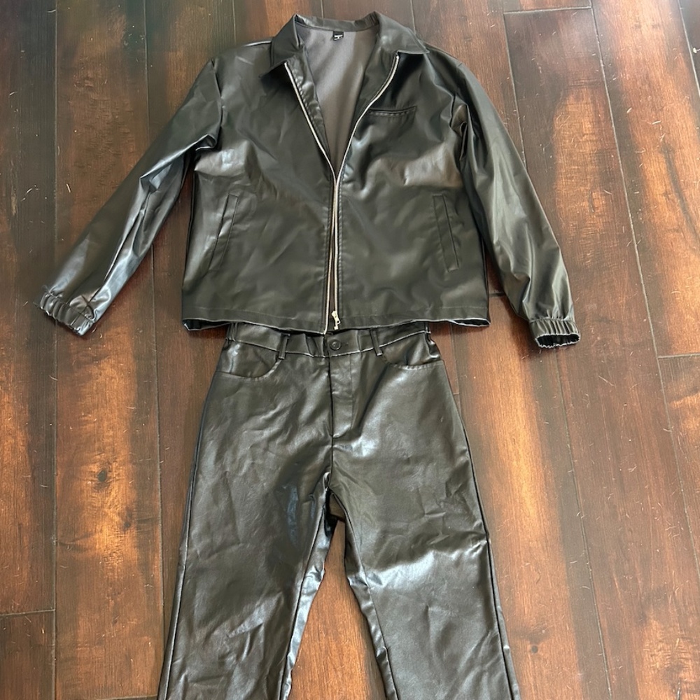 Faux Leather 2 piece outfit - jacket and pants